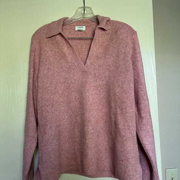 J. Crew Women's heathered pink polo collar Sweater - Picture 1 of 5